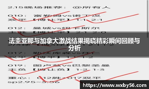 法圭亚那与加拿大激战结果揭晓精彩瞬间回顾与分析