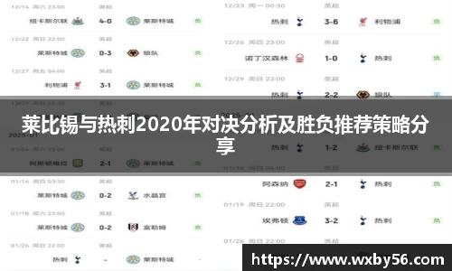莱比锡与热刺2020年对决分析及胜负推荐策略分享
